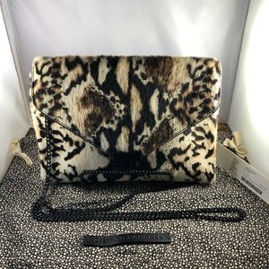 Loeffler Randall Calfhair Python Print Lock Clutch